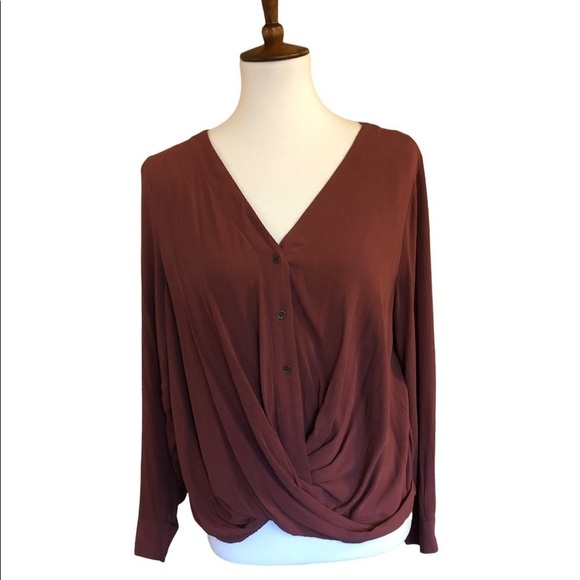 Draped Knot Front Button Top Shirt - Picture 9 of 12